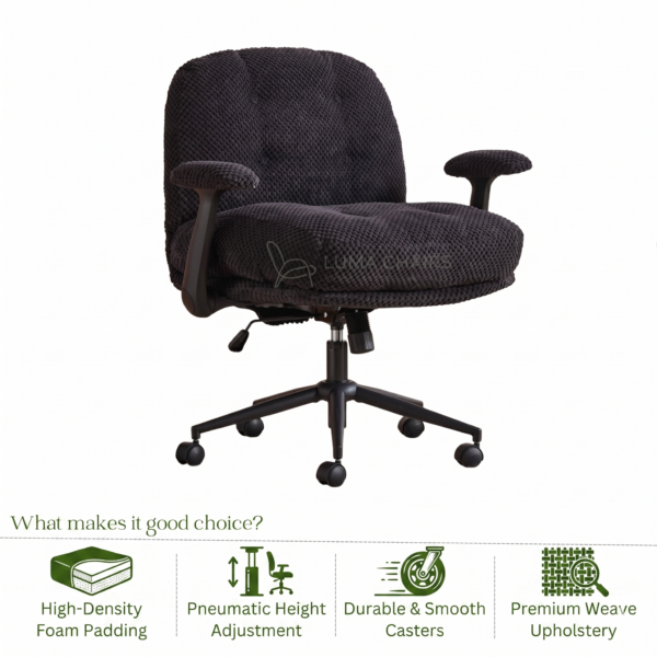 Cross Legged Office Chair with Wheels Ergonomic Flip Arm Chair