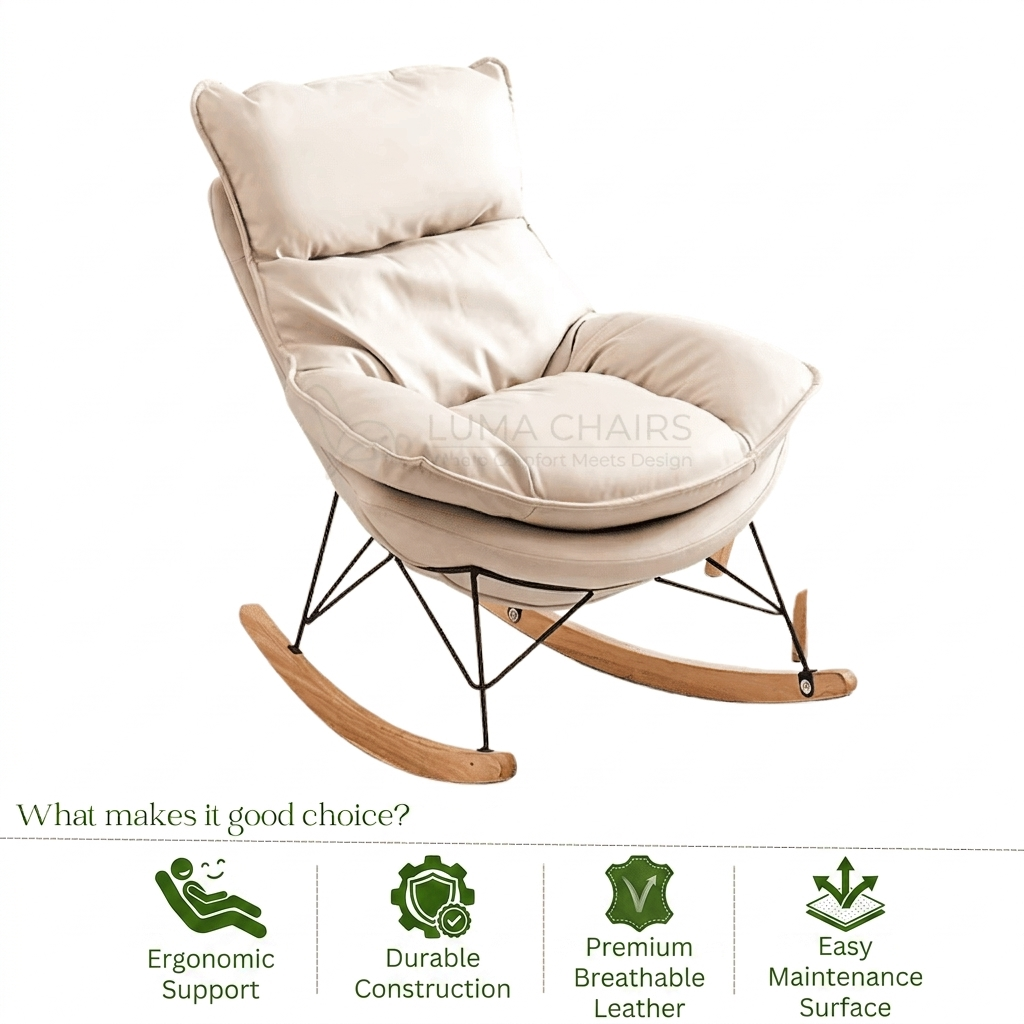 Luxury Velvet Rocking Chair for Living Room, Bedroom & Home Office